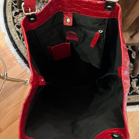 "RARE" JANE AUGUST King's Road Leather Tote - Red Embossed Croc (Made in Italy) - Picture 3 of 10